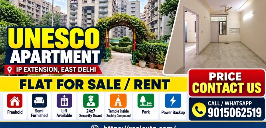 2 BHK Flat for Rent in UNESCO Apartment, IP Extension