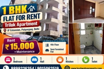 1 BHK Renatal flat in Trilok Apartment, IP Extension, Patparganj