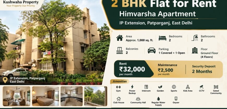 2 BHK Flat for Rent in Himvarsha Apartment, IP Extension, Patparganj