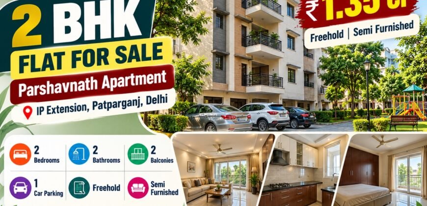 2 BHK for Sale in Parshavnath Apartment, IP Extension, Delhi