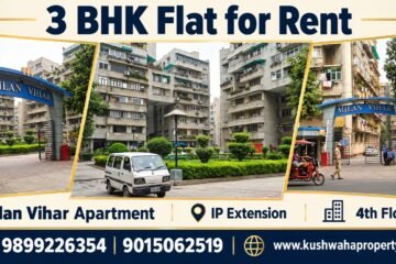 Rental 3 BHK Flat in Milan Vihar Apartment IP Extension, Delhi