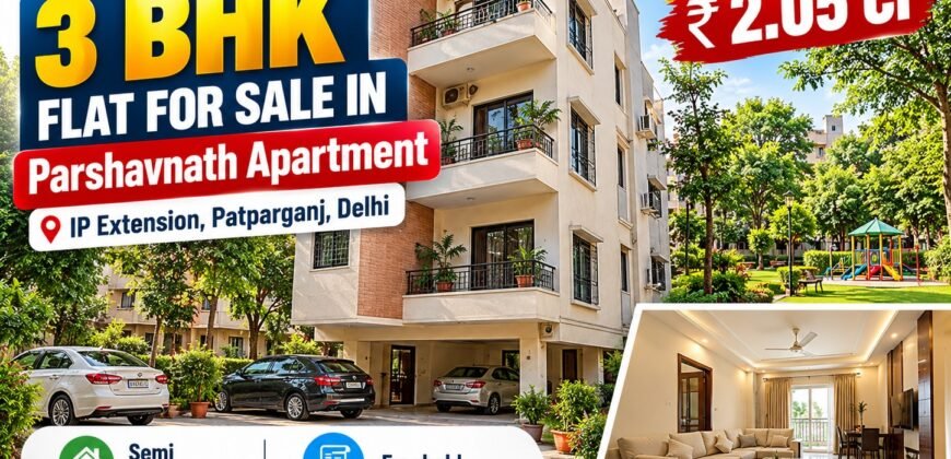 3 BHK Flat for Sale in Parshvanath Apartment, IP Extension | ₹2.05 Cr
